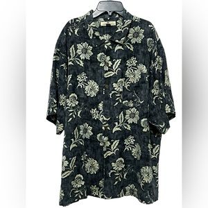 Tommy Bahama 100 % Silk floral button front shirt sz XL